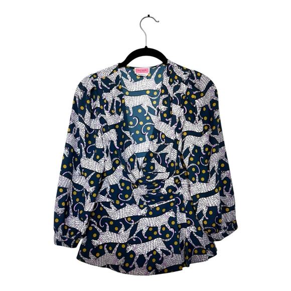 Kate Spade Panther Dot Wrap Top Size 00 - Picture 1 of 4